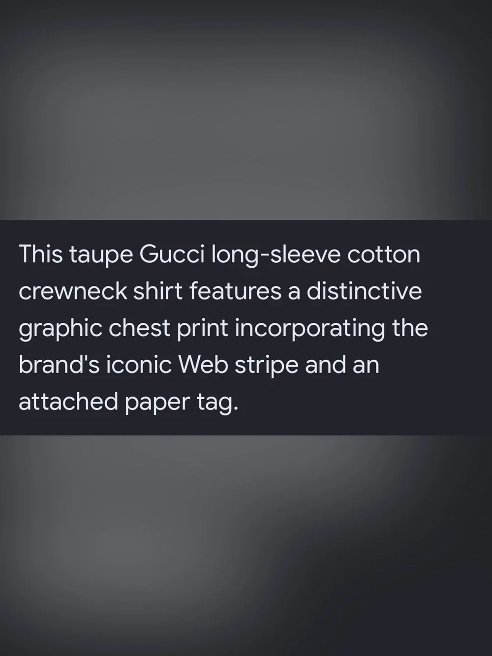 AUTHENTIC-Gucci Taupe Long Sleeve Tee / White Graphic and embroidered Green-NEW
